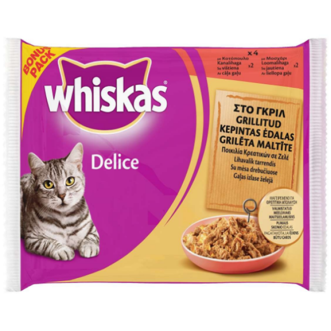 Whiskas fresh pack: 2 κοτόπουλο, 2 μοσχάρι στο grill