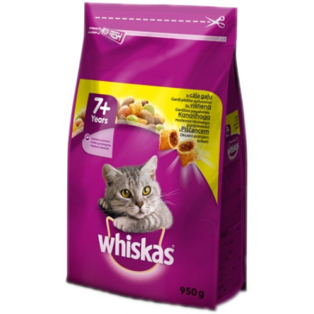 Whiskas senior κοτ/λο γεμ. κροκ. 950g