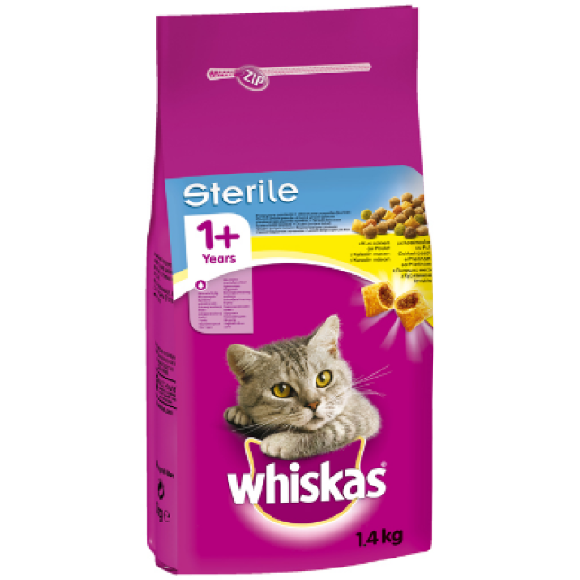 Whiskas για στειρωμένες γάτες με κοτόπουλο 1,4kg