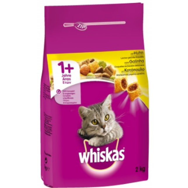 Whiskas adult κοτόπουλο & γεμ. κροκέτες 2kg