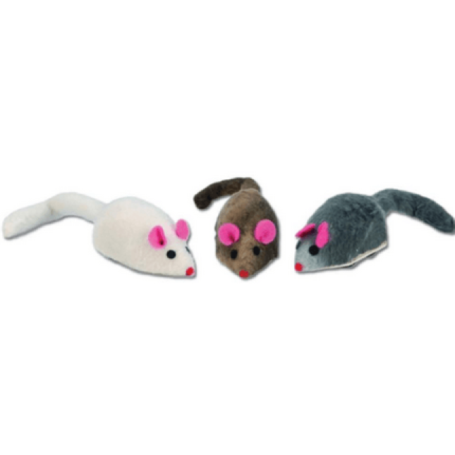 Beeztees παιχνίδι ποντικάκια χρωματιστά με ροζ αυτιά 3τμχ