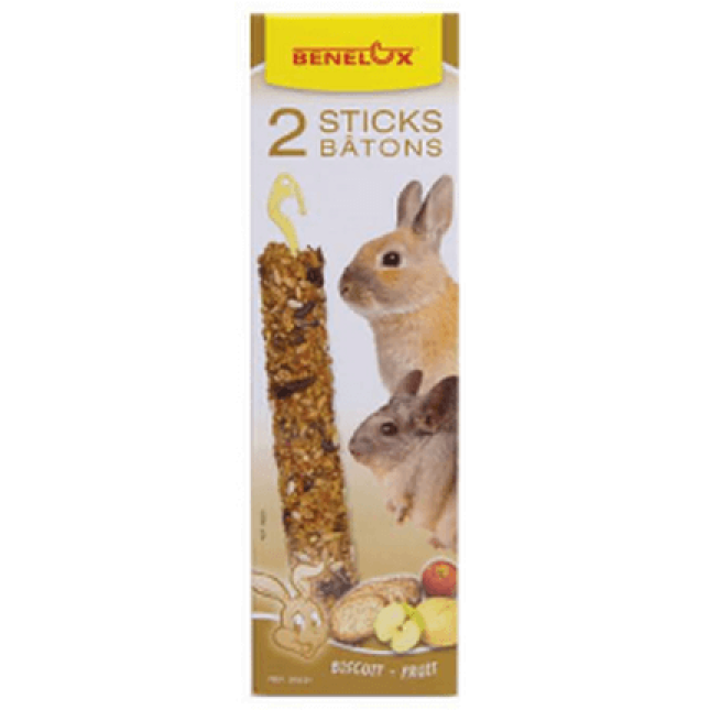 Benelux stick για τρωκτικά με μπισκότο & φρούτα XXL 2τεμ