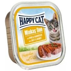 Happy Cat Εκλεκτό πατέ και νόστιμες μπουκιές κρέατος για γκουρμέ γάτες με βοδινό και κουνέλι