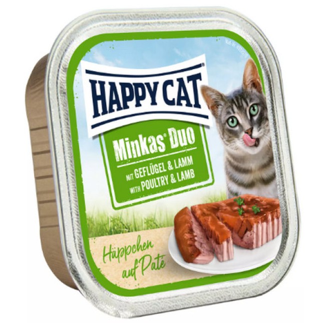 Happy Cat Duo Λαχταριστές μπουκιές με λεπτό πατέ από πουλερικά & αρνί Happy Cat Duo Λαχταριστές μπουκιές με λεπτό πατέ από πουλερικά & αρνί