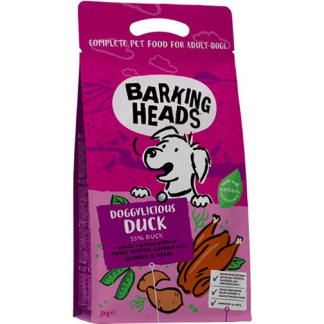 Barking πλήρης τροφή, χωρίς σιτηρά, για το ενήλικο σκυλάκι σας με πάπια  grain free doggylicious