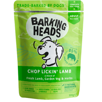 Barking πλήρης τροφή για ενήλικες σκύλους wet chop lickin αρνί 300gr Barking πλήρης τροφή για ενήλικες σκύλους wet chop lickin αρνί 300gr