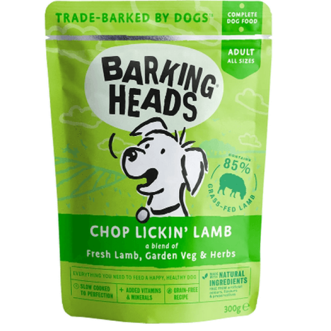 Barking πλήρης τροφή για ενήλικες σκύλους wet chop lickin αρνί 300gr Barking πλήρης τροφή για ενήλικες σκύλους wet chop lickin αρνί 300gr
