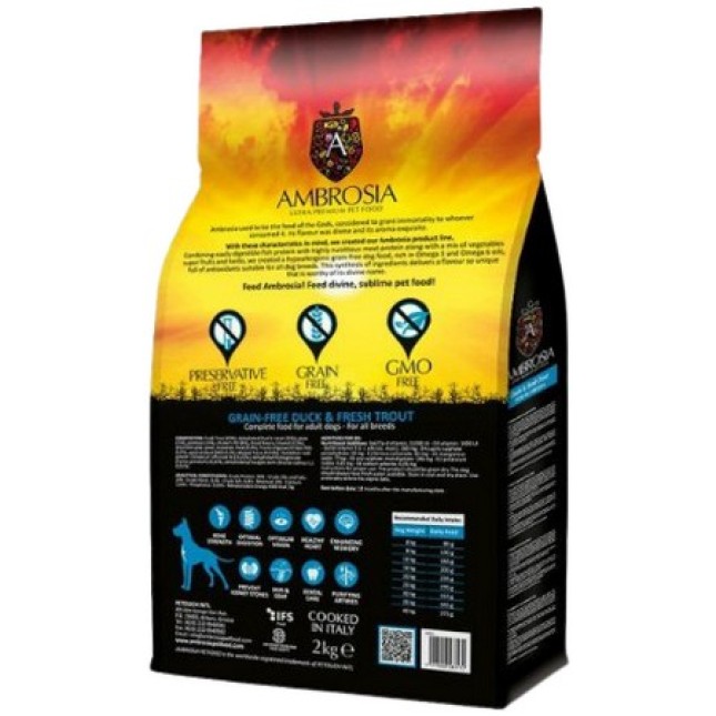 Ambrosia grain free adult πάπια & πέστροφα 12kg Ambrosia grain free adult πάπια & πέστροφα 12kg