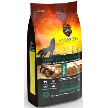 Ambrosia grain free ολιστική τροφή για υπερήλικα,υπέρβαρα & στειρωμένα σκυλιά με γαλοπούλα & σολομό Ambrosia grain free ολιστική τροφή για υπερήλικα,υπέρβαρα & στειρωμένα σκυλιά με γαλοπούλα & σολομό