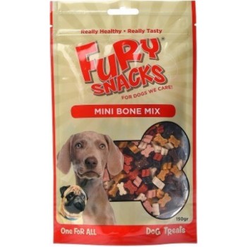 Fury Snacks semi moist mini κόκκαλα μείγμα  150gr, λιχουδιά για όλους τους σκύλους