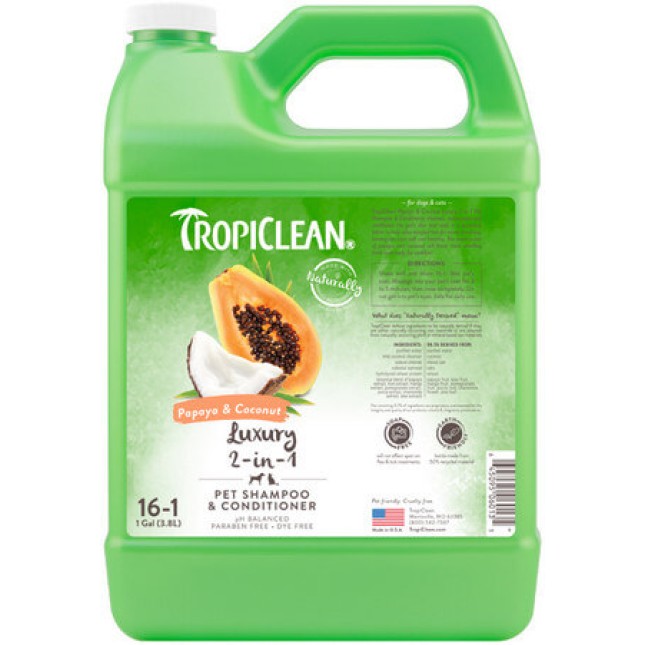 TropiClean σαμπουάν και conditioner με παπάγια & καρύδα μαλακώνει και ξεμπερδεύει το τρίχωμα