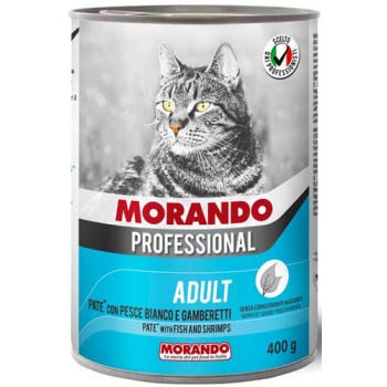 Morando Professional μια νόστιμη και θρεπτική διατροφή για την γάτα σας με πατέ ψάρι & γαρίδες 400gr