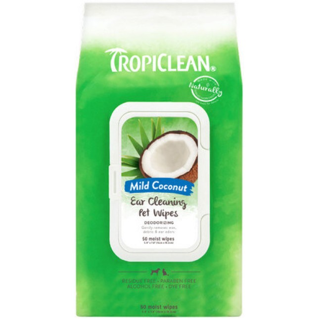 TropiClean καθαριστικά μαντηλάκια αυτιών για σλύλους και γάτες 50τεμ