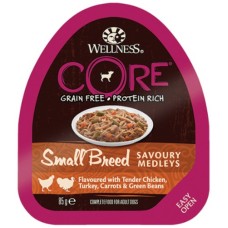 Wellness Core Small Breed Savoury Medleys Κοτόπουλο, Γαλοπούλα, Καρότα & Αρακάς 85gr