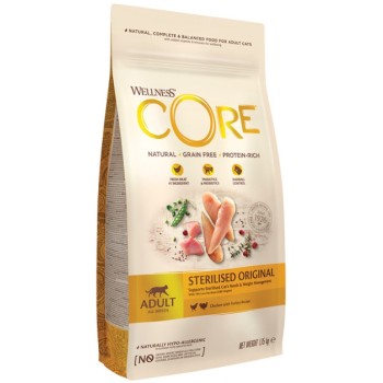 Wellness Core για τη διαχείριση του βάρους των αποστειρωμένων γάτων με κοτόπουλο και γαλοπούλα Wellness Core για τη διαχείριση του βάρους των αποστειρωμένων γάτων με κοτόπουλο και γαλοπούλα