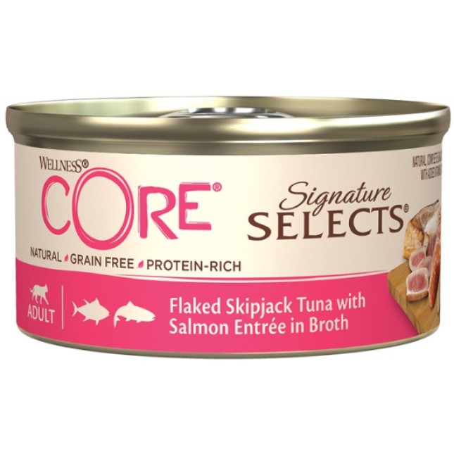 Wellness Core Signature Selects Flaked τόνος και σολομός σε ζωμό 79gr