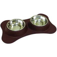 Croci 2 μπολ από χάλυβα και σιλικόνη καφέ 2x520ml Croci 2 μπολ από χάλυβα και σιλικόνη καφέ 2x520ml