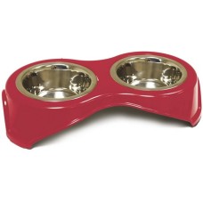Croci 2 μπολ από χάλυβα με βάση κόκκινο 2x400ml/14cm Croci 2 μπολ από χάλυβα με βάση κόκκινο 2x400ml/14cm
