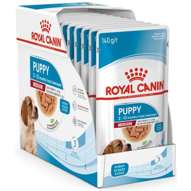 Royal Canin πλήρης τροφή Size Health Nutrition Wet medium puppy για κουτάβια μεσαίου μεγέθους φυλών