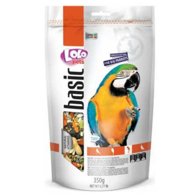 Lolo pets μία πλήρης τροφή που κααλύπτει όλες τις διατροφικές ανάγκες των μεγάλων παπαγάλων