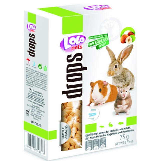 Lolo pets λιχουδιές τρωκτικών nut drops 75gr Lolo pets λιχουδιές τρωκτικών nut drops 75gr