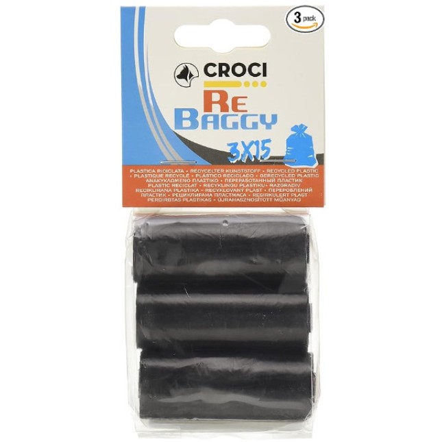 Croci Joypet dog waste σακούλες υγιεινής recycled black 3x15