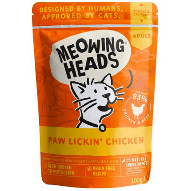 Meowing Heads υγρή τροφή γάτας, κοτόπουλο 100gr