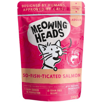Meowing Heads τροφή για ενήλικες γάτες, σολομός, κοτόπουλο & βοδινό 100gr Meowing Heads τροφή για ενήλικες γάτες, σολομός, κοτόπουλο & βοδινό 100gr