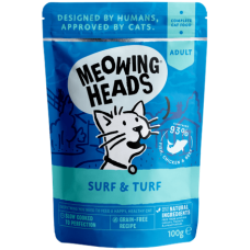 Meowing Heads τροφή για ενήλικες γάτες, ψάρι, κοτόπουλο & βοδινό 100gr Meowing Heads τροφή για ενήλικες γάτες, ψάρι, κοτόπουλο & βοδινό 100gr