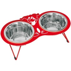 Croci σετ μπολ με κόκκινη βάση για σκύλους 2x16cm 0,24lt Croci σετ μπολ με κόκκινη βάση για σκύλους 2x16cm 0,24lt