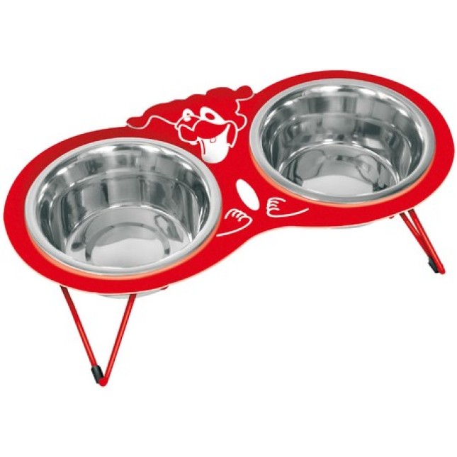 Croci σετ μπολ με κόκκινη βάση για σκύλους 2x16cm 0,24lt Croci σετ μπολ με κόκκινη βάση για σκύλους 2x16cm 0,24lt