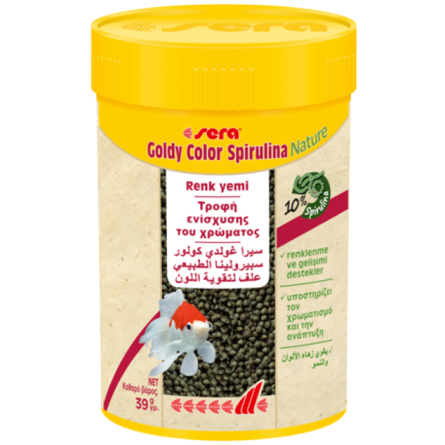 Sera goldy color spirulina natural 100ml , τροφή για χρυσόψαρα με σπιρουλίνα Sera goldy color spirulina natural 100ml , τροφή για χρυσόψαρα με σπιρουλίνα