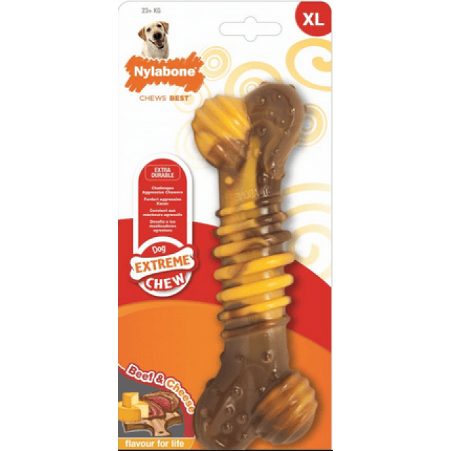 Nylabone κόκκαλο υπερ-ανθεκτικό chew texture bone stek & cheese XL Nylabone κόκκαλο υπερ-ανθεκτικό chew texture bone stek & cheese XL