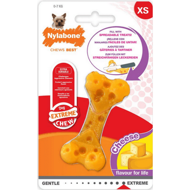 Nylabone κόκκαλο για δυνατούς μασητές cheese bone XS Nylabone κόκκαλο για δυνατούς μασητές cheese bone XS