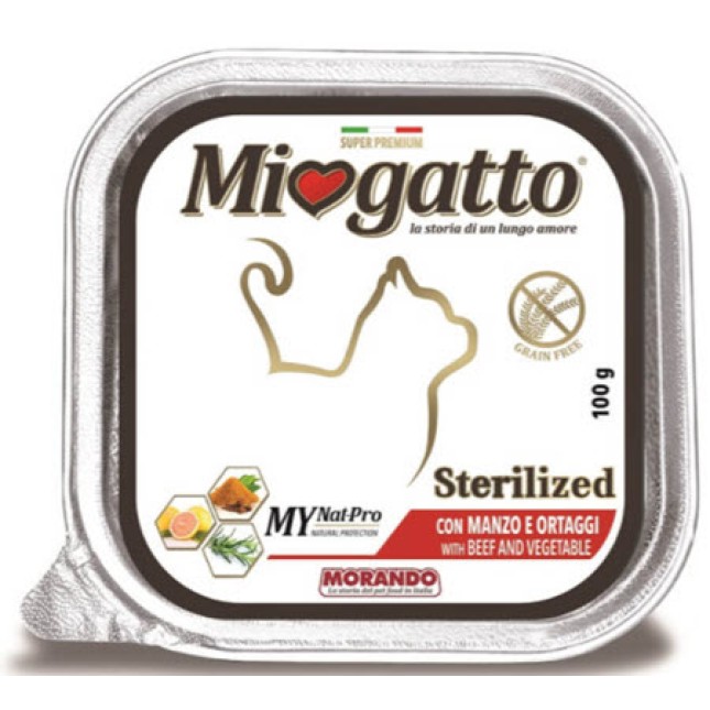Morando Miogatto δισκάκι Adult Sterilized beef γιά στειρωμένες γάτες Morando Miogatto δισκάκι Adult Sterilized beef γιά στειρωμένες γάτες