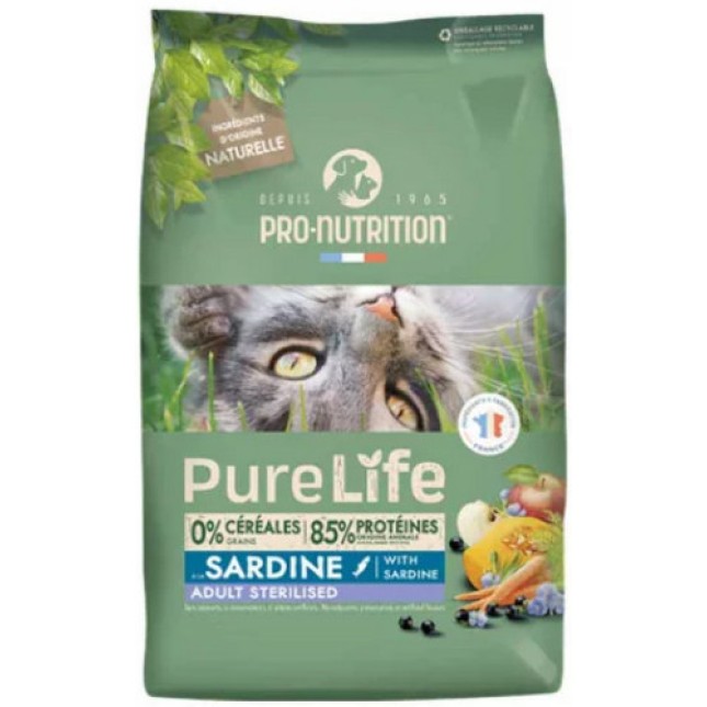 Pro-nutrition flatazor pure life πλήρης τροφή για στειρωμένες ή υπέρβαρες γάτες με σαρδέλα
