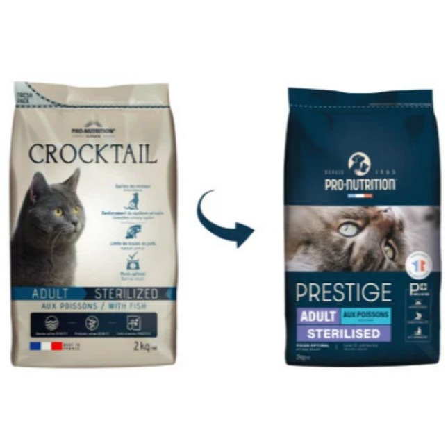 Pro-nutrition Prestige πλήρης τροφή για ενήλικες στειρωμένες ή υπέρβαρες γάτες με ψάρι