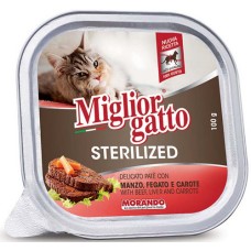 Morando Migliorgatto Τροφή για στειρωμένες γάτες με βοδινό, συκώτι, καρότο 100gr