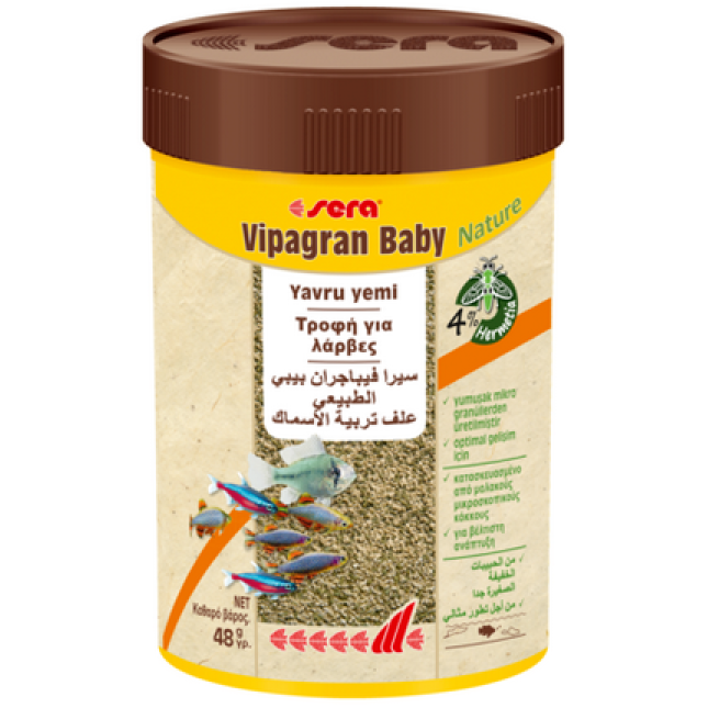 Sera Vipagran Baby Nature, μαλακοί μικρόκοκκοι για νεαρά ψάρια 100ml