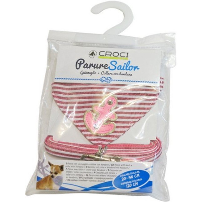 Croci νάυλον σετ περιλαίμιο μπαντάνα & οδηγός sailor ροζ Croci νάυλον σετ περιλαίμιο μπαντάνα & οδηγός sailor ροζ