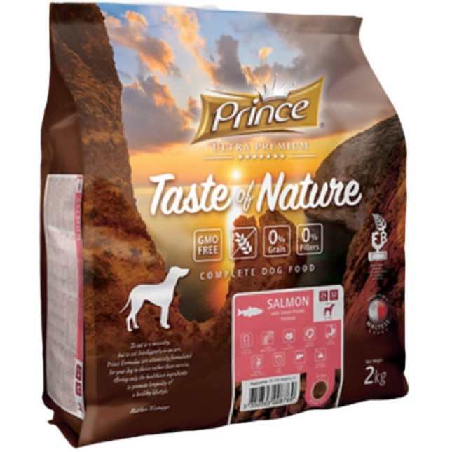 Prince Taste of Nature Πλήρης ξηρά τροφή για για ενήλικους σκύλους με σολομό