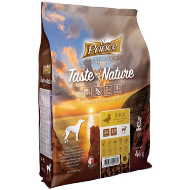 Prince Taste of Nature Πλήρης ξηρά τροφή για για μεγαλόσωμους ενήλικους σκύλους με πάπια