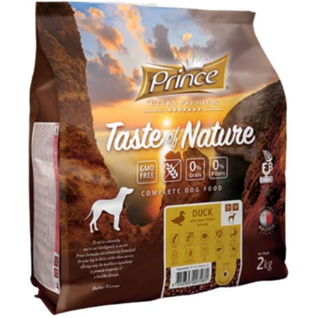 Prince Taste of Nature Πλήρης ξηρά τροφή για για μεγαλόσωμους ενήλικους σκύλους με πάπια