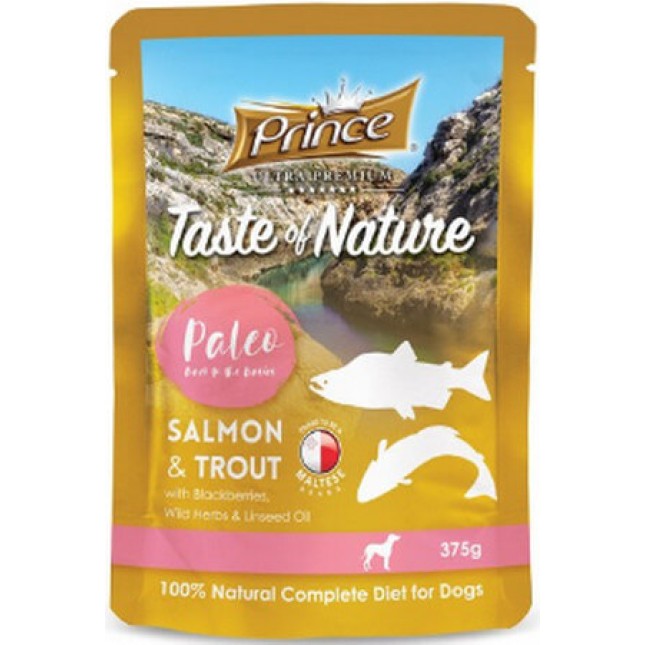 Prince Paleo τροφή σκύλου φακελάκι σολομό/πέστροφα  375g