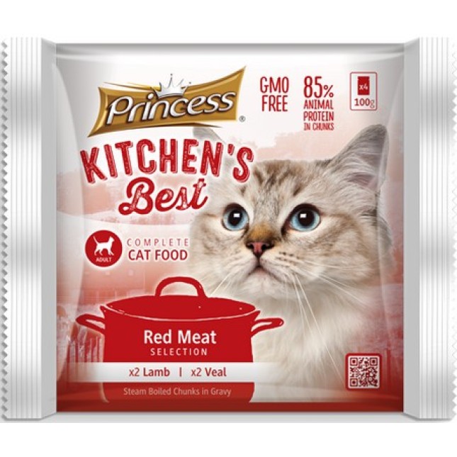 Princess kitchen's best cat 4 φακελάκια αρνί, μοσχάρι 4x100g Princess kitchen's best cat 4 φακελάκια αρνί, μοσχάρι 4x100g
