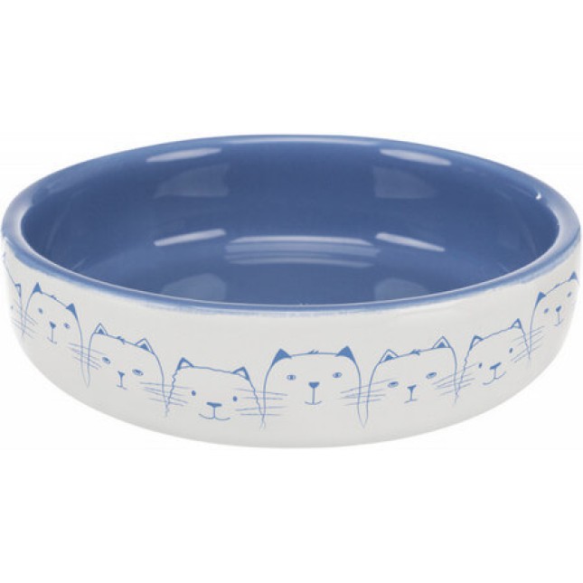 Trixie πιάτο κεραμικό γάτων για βραχυκέφαλες ράτσες θαλασσί/άσπρο