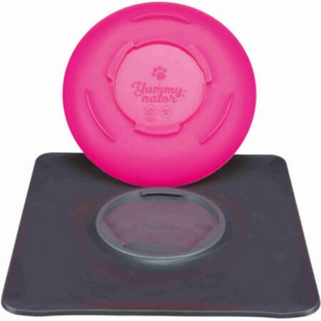 Trixie yumminator σύστημα πιάτο/σουπλά 400ml/24x24cm ροζ/γκρι