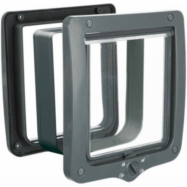 Trixie πόρτα γάτας 4-way με τούνελ xl 24x28cm γκρι Trixie πόρτα γάτας 4-way με τούνελ xl 24x28cm γκρι