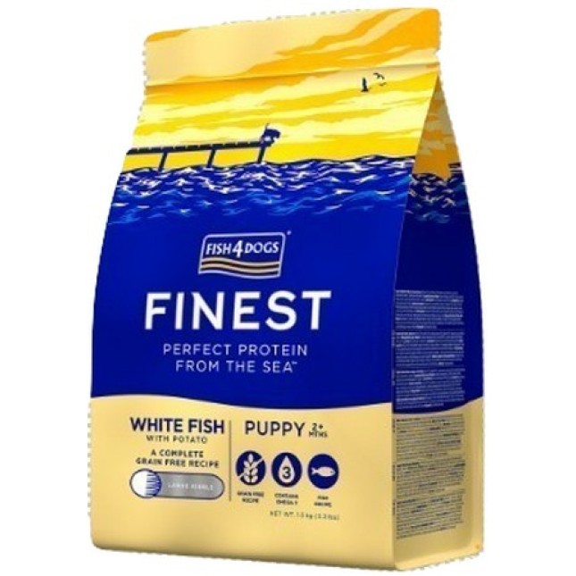 Fish4Dogs λευκό ψάρι ωκεανού για κουτάβια 1.5kg