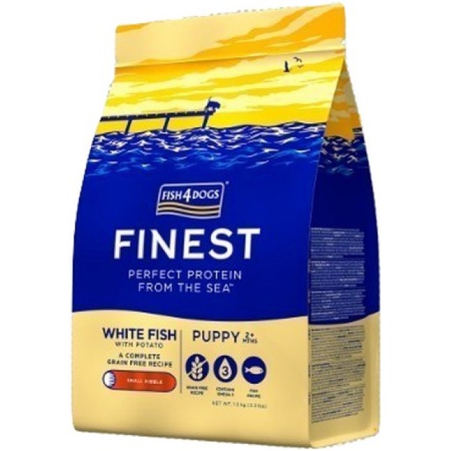 Fish4Dogs λευκό ψάρι ωκεανού για κουτάβια 1.5kg
